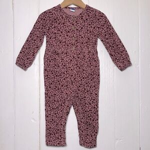 OLD NAVY NWOT 100% Cotton Girls Corduroy Floral Print Jumpsuit